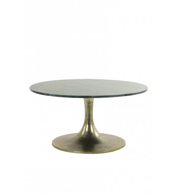 Coffe table round green marble and gold Ø61xh41cm - Light&Living - Nardini Forniture