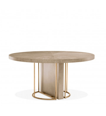 Round dining table Remington in oak and brass ø152cm - Eichholtz - Nardini Forniture -
