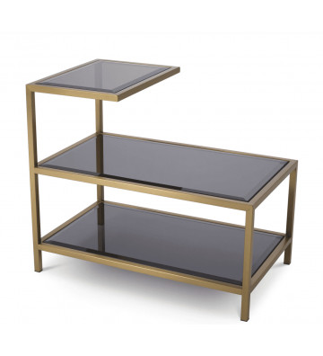 Side table Octava brass and black glass 70xh60cm - Eichholtz - Nardini Forniture