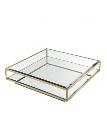 Coffe Table Tortona cube in brass and glass 120xh30cm