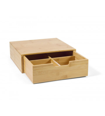 4 compartment bamboo wood box