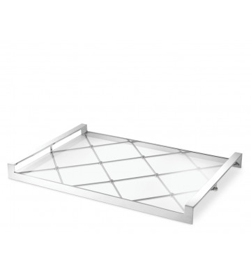 Goa tray in steel and glass 48x34cm