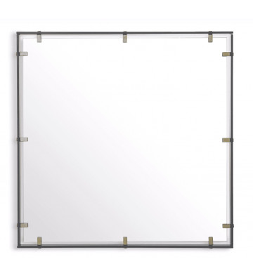Verona square mirror in steel and brass H101,5cm
