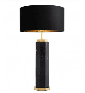 Lampada da tavolo Newman in marmo nero e ottone - Eichholtz - Nardini Forniture