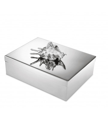 Aloha rectangular box with silver shell 33x22cm