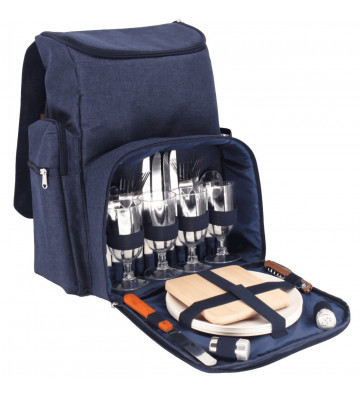 Picnic backpack "Escapade" Blue - 4 people - Les Jardins de la Comtesse - Nardini Forniture