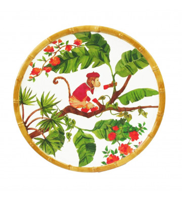 Dessert dish in melamine Monkeys of Bali ø23cm - Les Jardins de la Comtesse - Nardini Forniture