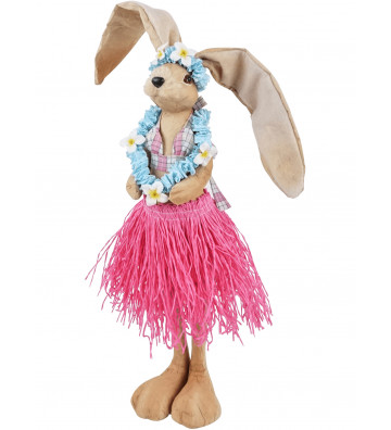 Coniglio pasquale decorativo Hawaiano rosa H40cm - Nardini Forniture