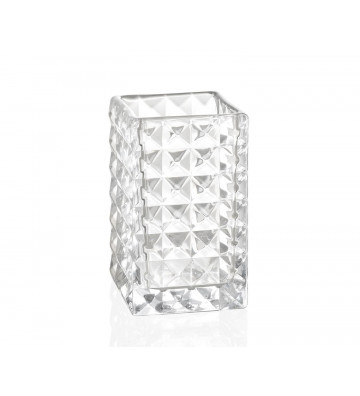 Brush holder Diamond transparent glass h16cm - Andrea House - Nardini Forniture