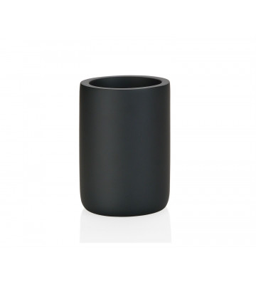 Round black brush holder Ø7xH10cm - Andrea House - Nardini Forniture