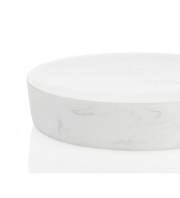White marble effect oval soap dish