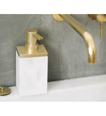 Dispenser rectangular effect white and gold marble